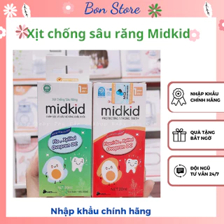 Xịt chống sâu răng MIDKID cho bé từ 1 tuổi giúp làm sạch và bảo vệ men răng, ngăn ngừa mảng bám ố vàng, hà mủn