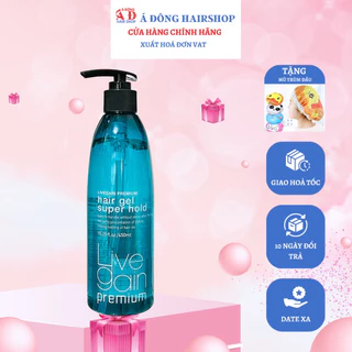 [+Tặng mũ trùm] GEL GIỮ NẾP TÓC CỨNG LIVEGAIN PREMIUM HAIR GEL SUPER HOLD 450ML