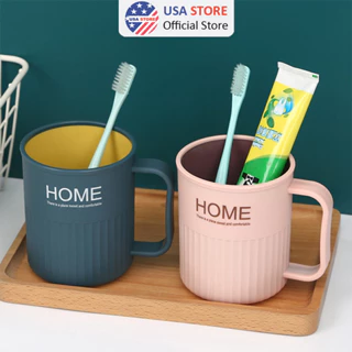 Cốc Uống Nước Home 2 Lớp - Ly Đánh Răng Có Tay Cầm