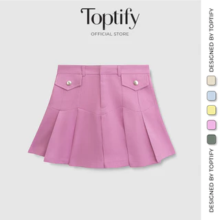 Chân váy xếp ly nút TOPTIFY kiểu 2 bên nắp túi Zinnia Mini Skirts TVV16