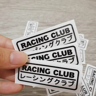 Tem chữ Nhật Racing Club 6x2cm dán xe, bình dầu, biển số, phuộc, chữ đen nền trong suốt không bay màu