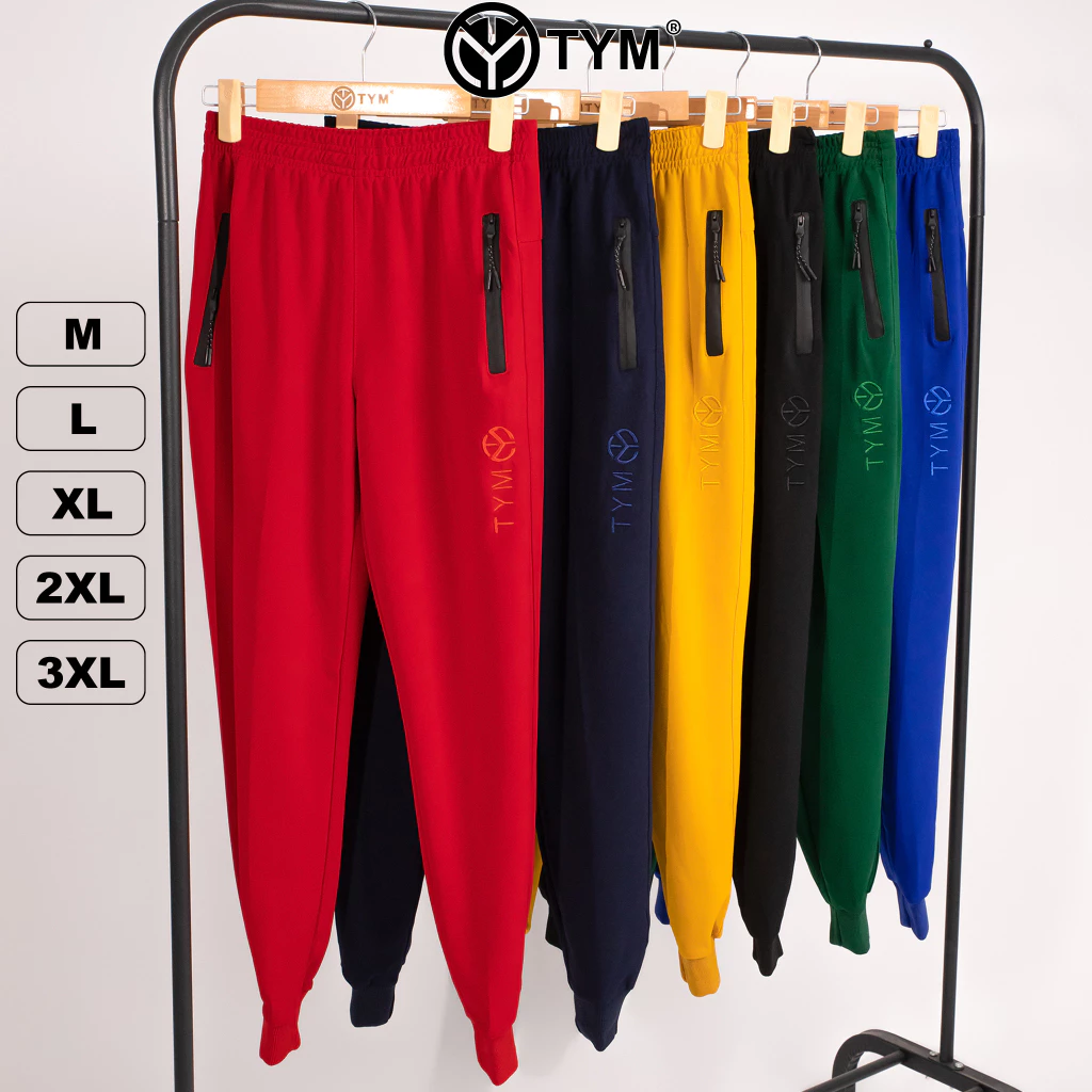 Quần jogger thể thao nam nữ TYM - Vải Poly dày dặn, mịn, mát - Logo thêu - JGMT001