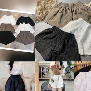 Quần short nữ dập nổi 3D xốp phồng, quần cộc, quần đùi nữ, ống rộng