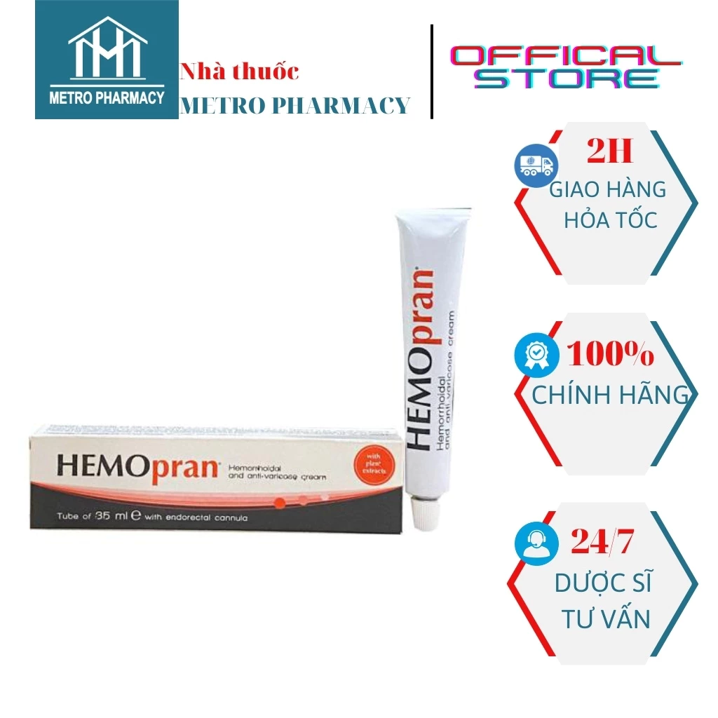 HEMOpran 35g,Kem Bôi Suy Giãn Tĩnh Mạch Chi Trên,Dưới,Giảm Kích Ứng Vùng Hậu Môn Trĩ Nội,NgoạiI Nhập khẩu Italy