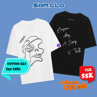 Áo thun nam nữ tay lỡ SAM CLO form rộng Unisex, mặc cặp, nhóm sadboiz SAD STORY - 80% COTTON