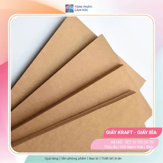 Giấy Kraft nâu, đen, trắng (set 20 tờ A4|10 Tờ A3) - Nguyên liệu scrapbook, thiệp, hộp, túi, bìa sổ