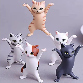 Combo 5 Mô hình mèo nhảy múa để bàn mini, tiểu cảnh, trang trí bàn học, bàn làm việc, tủ sách,chọn bộ 5 chú mèo vui nhộn