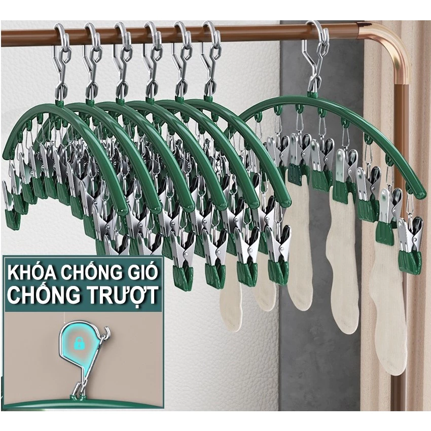 Móc Treo Đồ Lót, Treo Tất, Quần Áo Trẻ Nhỏ Có Khóa Chống Gió, Chống Trượt Chất Liệu Cao Cấp Bền Đẹp, Tiện Lợi