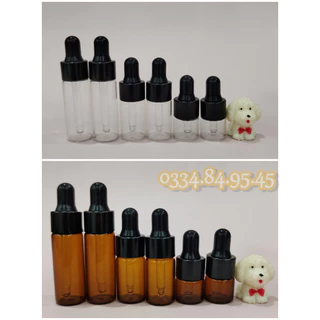 Chai Lọ Chiết Serum 1ML, 2ML, 3ML, 5ML Mỏng nắp ĐEN, Vỏ Đựng Tinh Dầu Nước Hoa, Tinh Chất, Chiết Mỹ Phẩm Du Lịch