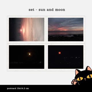 set 4 postcard 'sun and moon' quà tặng lưu niệm