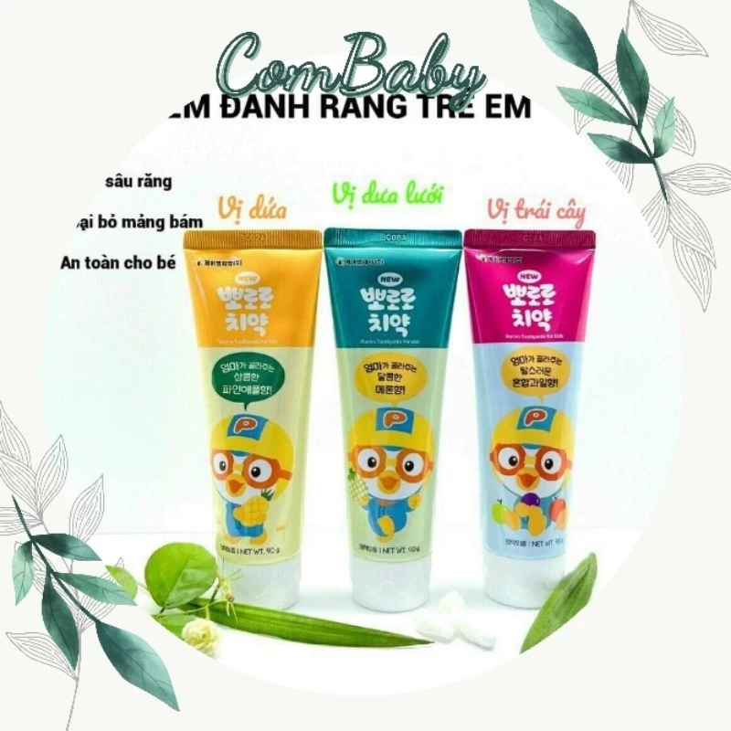 Kem đánh răng Pororo Hàn quốc 90gr cho bé Hàn Quốc