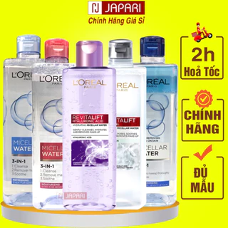 Nước Tẩy Trang Loreal Tím/Xám 400ml/95ml Micellar Water CHÍNH HÃNG-Tẩy Trang L Oreal Cho Da Dầu Mụn Khô Nhạy Cảm Japari