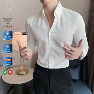 Áo Sơ Mi Button-Down Cổ V Chất Liệu Vải Chống Nhăn Form Slimfit Hàn Quốc VINTINO SMV2C