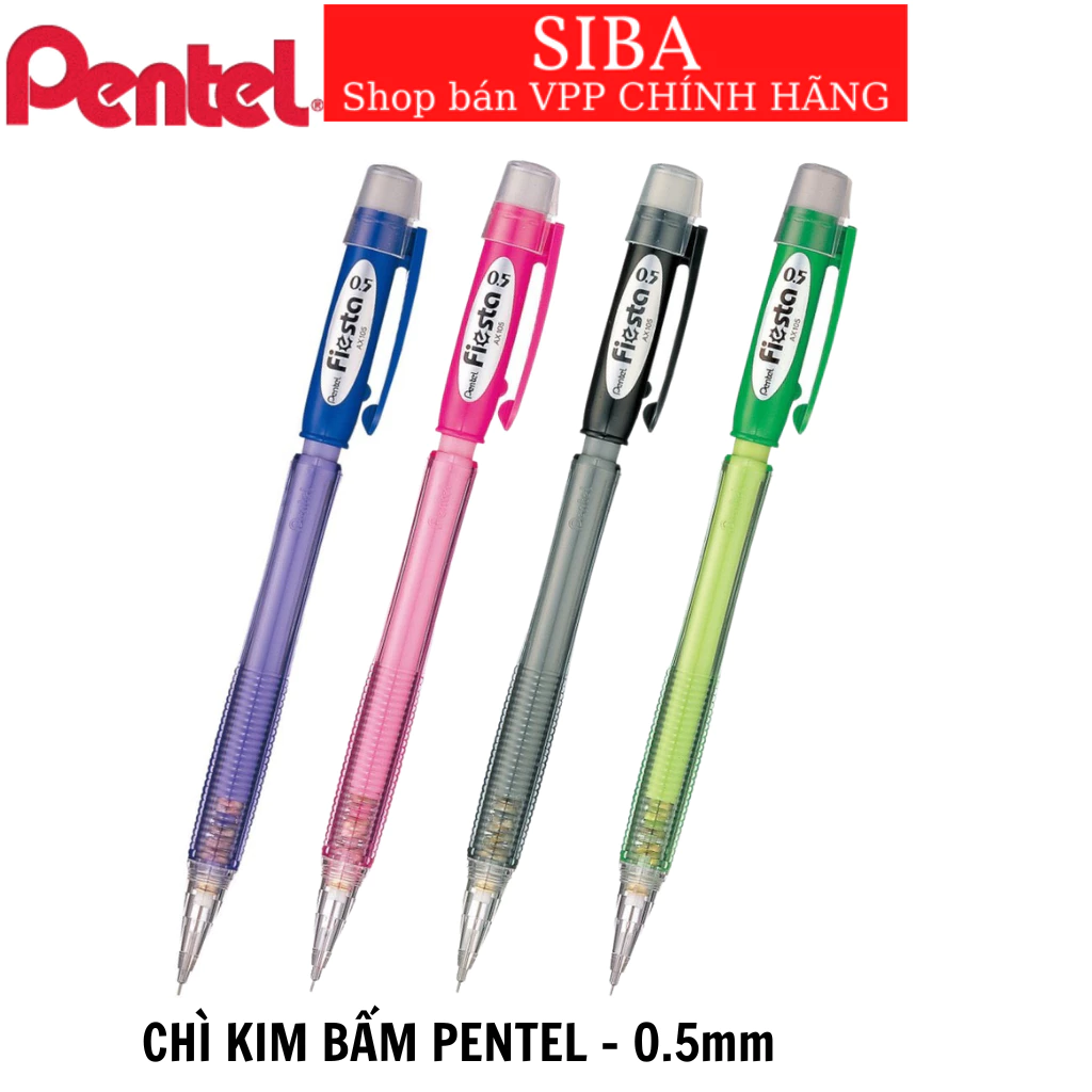Bút chì kim 0.5mm Pentel, viết chì bấm nhiều màu Pentel Fiesta AX105- Ngòi chì chính hãng