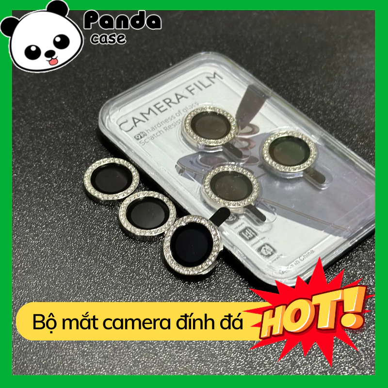 Bộ dán bảo vệ camera ĐÍNH ĐÁ sang chảnh từng mắt cho iphone 11/11promax/12/12promax/..../14p/14pro/14promax - PandaCase