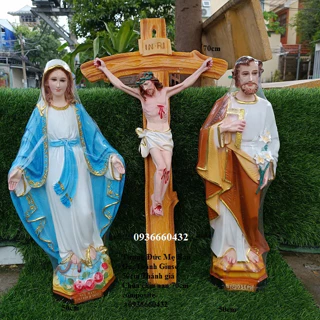 Bộ 3 tượng Mẹ ban ơn Thánh Giuse 50cm Thánh giá Chúa chiunan 66cm tượng cgiáo chất liêu composite