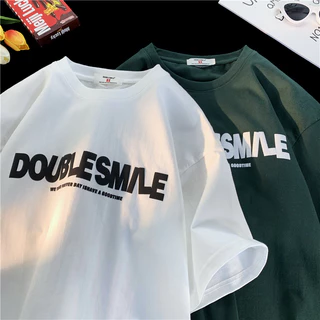 [RẺ VÔ ĐỊCH] Áo thun Unisex DOUBLE SMILE Áo phông nam nữ tay lỡ oversize form rộng