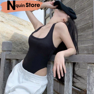 Áo liền thân bodysuit ba lỗ trơn ôm body quyến rũ thời trang mùa hè chất thun gân dày dặn Nquin