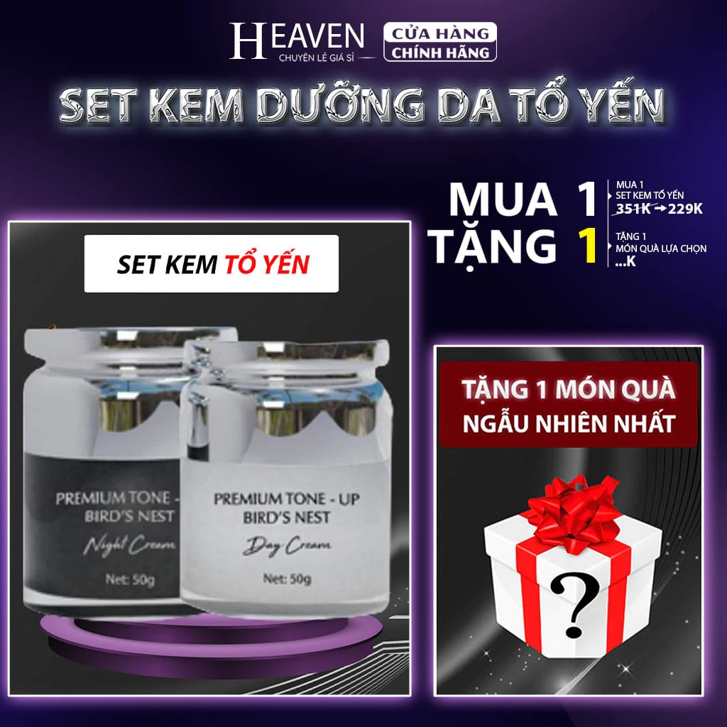 Kem yến Múi Xù ngày và đêm dưỡng trắng da GORGEOUS, kem dưỡng ẩm da mặt chống lão hóa hết nám tàn nhang hộp lớn