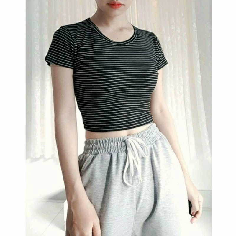 Áo Croptop Nữ Sọc Ngang Ôm Dáng Trẻ Trung