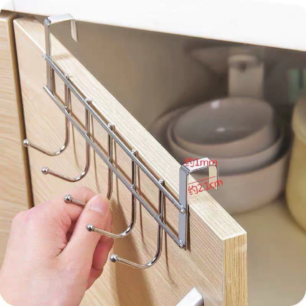 Cây treo đồ đa năng , inox 5 móc treo đa năng gài cánh tủ không cần khoan tường Mã sc1