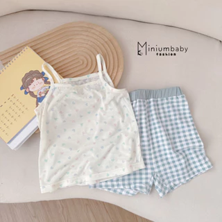 Bộ set đồ 2 dây thoáng mát cho bé, Chất liệu 100% cotton mềm mịn, MiniumBaby-SB1516