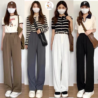 Quần Culottes Ống Suông Rộng Chất vải Tuyết Mưa Đứng Dáng Che Khuyết Điểm Chân Cong To Diện Form Cực Đẹp 019