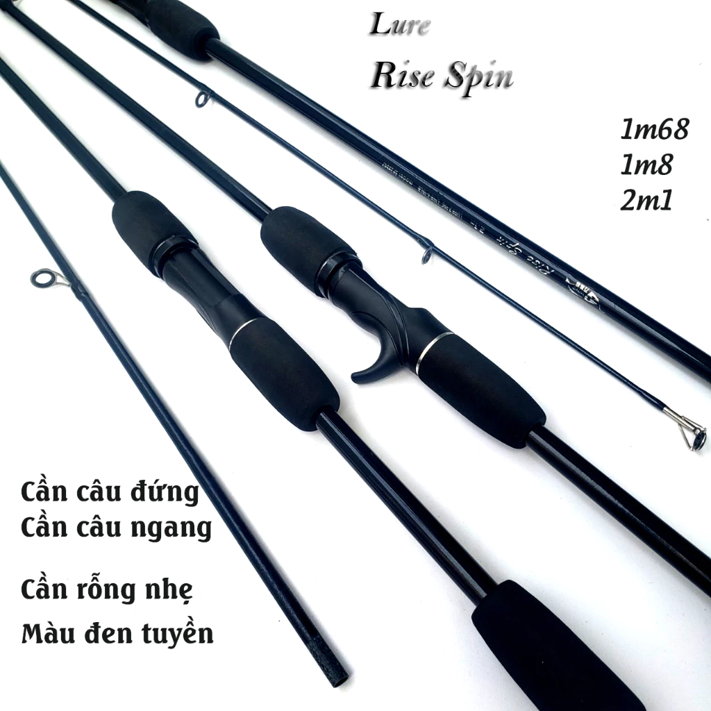 Cần câu máy lure Rise Spin lure giá rẻ chất liệu cacbon độ dài 1m68,1m8,2m1