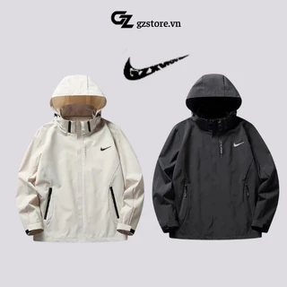 Áo khoác dù nike chính hãng nam nữ chất gió 2 lớp dày dặn có mũ có thể tháo rời form unisex chống nắng chống gió