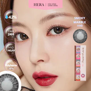 Kính Áp Tròng Hera Không Độ Màu Xám Vân Đá Khói SMOKY MARBLE Nhập Khẩu Hàn Quốc Lens Không Cận 1 Ngày