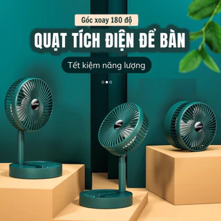 Quạt Tích Điện Để Bàn Gấp Gọn Cầm Tay Super, 3 Tốc Độ Gió, Cổng Sạc Usb Xoay 180 Độ  Sử Dụng 6 - 8 Tiếng - dathang1688