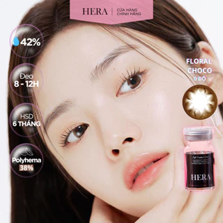 Kính Áp Tròng Hera Nâu Choco Cánh Hoa Không Độ FLORAL CHOCO Nhập Khẩu Hàn Quốc Lens Không Cận 6 Tháng