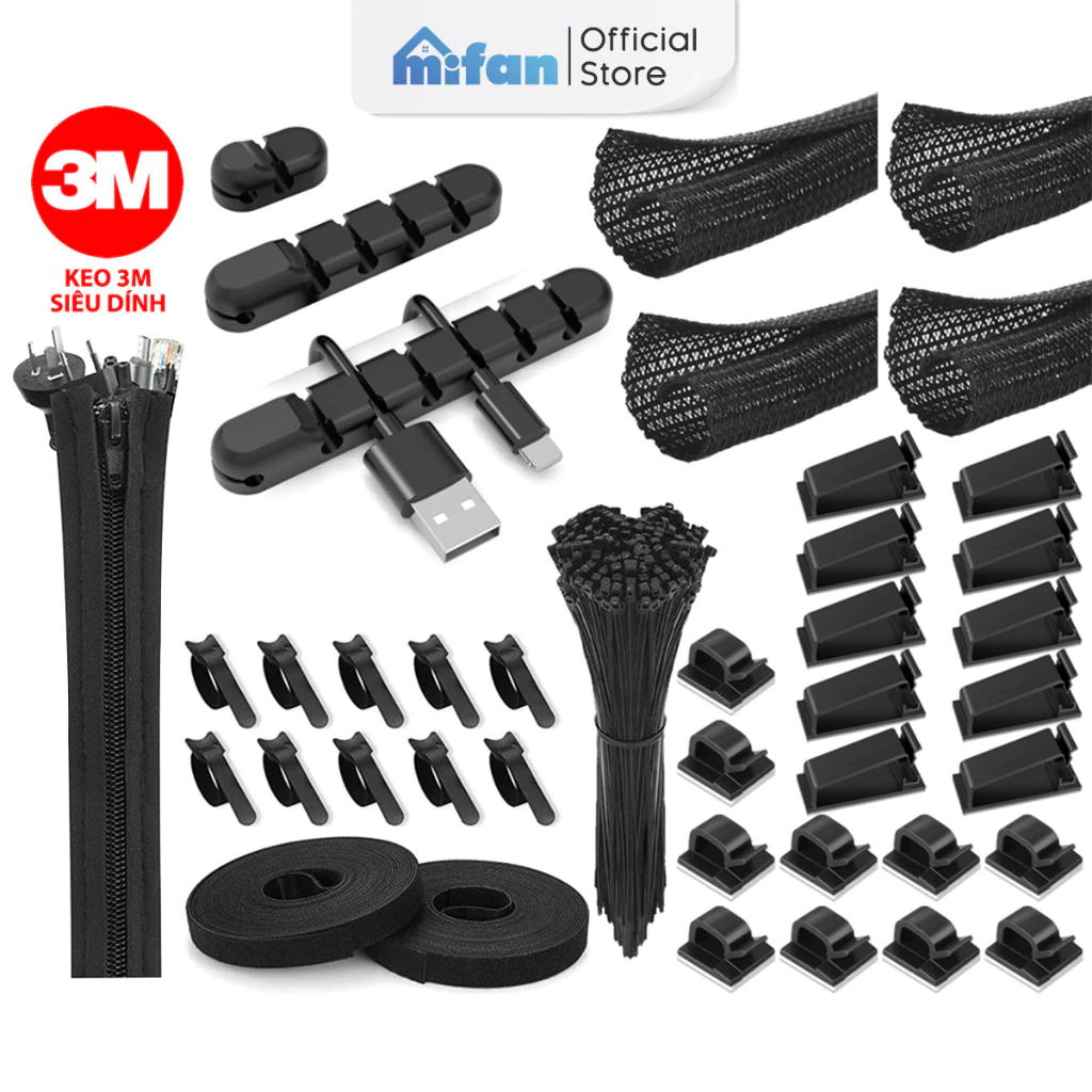 Miếng Silicone Kẹp Giữ Dây Cáp Sạc Điện Thoại, Máy Tính Cao Cấp MIFAN - Keo 3M Siêu Dính