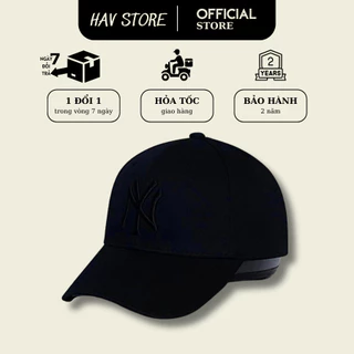 Mũ lưỡi trai NY nam nữ đen full hộp cao cấp Free Size thêu logo chữ nổi 3D đen, nón kết cao cấp hàng xuất dư Hàn Quốc