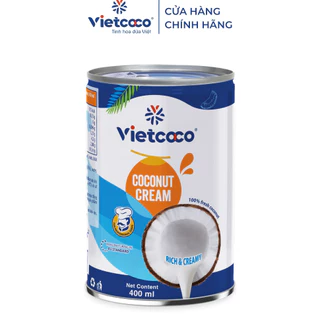 Nước cốt dừa Vietcoco coconut cream đóng hộp lon 400ml /160ML kho thịt, ăn chè, nấu ăn OGANIC