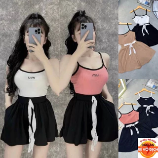 Sét bộ nữ 2 món áo 2 dây body kèm quần đùi lưng thun ống rộng chất vải thun gân len 4 chiều FreeSize feedback Bảo An