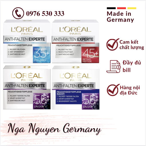 (Nội Địa Đức) Kem Dưỡng Da Loreal ANTI-FALTEN EXPERTE 35+, 45+, 55+ (Đầy đủ bill)