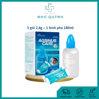 Bộ bình rửa và muối Nano Bạc chăm sóc mũi xoang AGSINUS CARE - 5 gói x 2,4g - NT Như Quỳnh