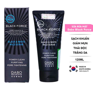 Sữa Rửa Mặt Nam Trắng Da, Sạch Mụn Dabo Black Force Men Kiềm Dầu Hiệu Quả Hàn Quốc 120ml