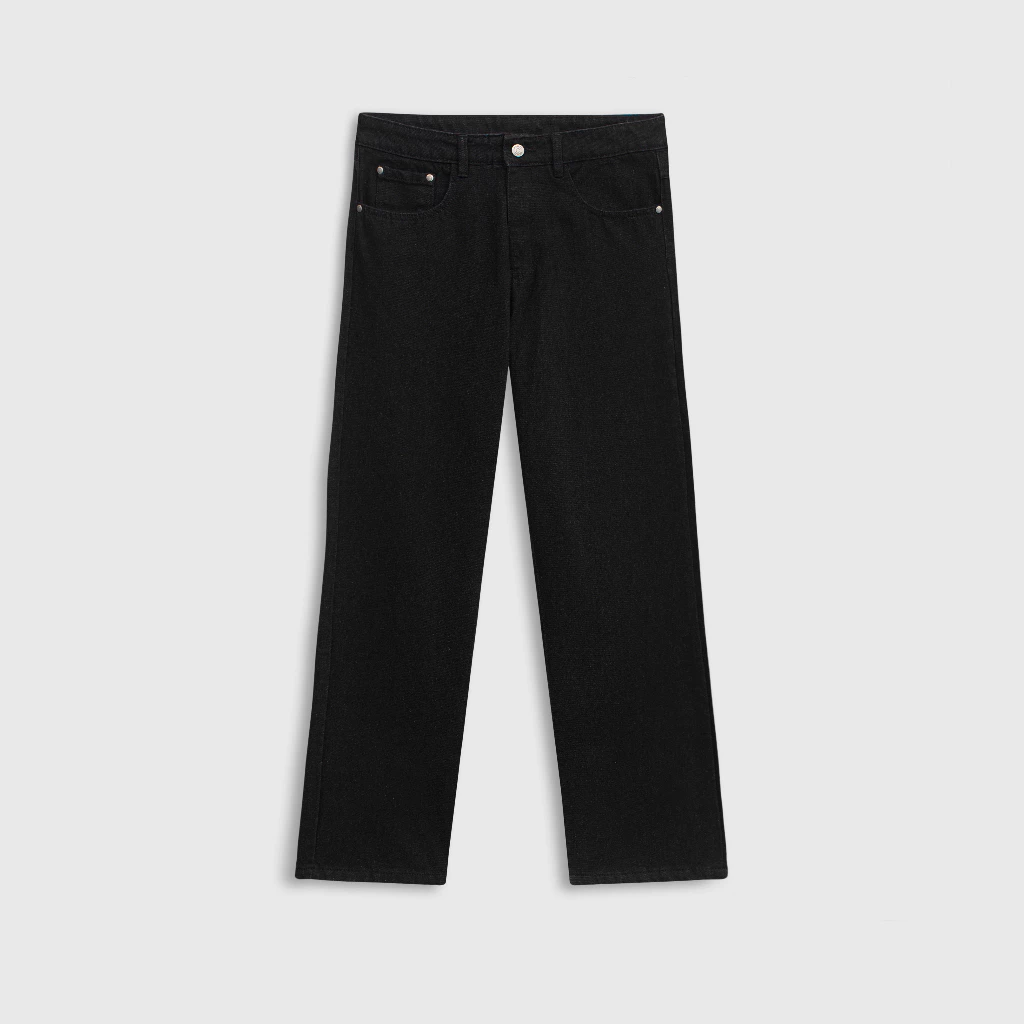 Quần jean nam ROWAY, vải denim cotton, form suông | Jean suông đen