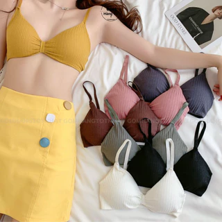 Áo bra thắt nơ 2 dây không gọng đệm mỏng siêu nâng ngực, áo lót nữ hở lưng chất cotton siêu thoáng khí - SA-308