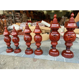 Cặp đèn thờ gỗ điện Phúc Lộc Thọ chạm khác cao cấp 25- 36 cm- 41cm- 48 cm