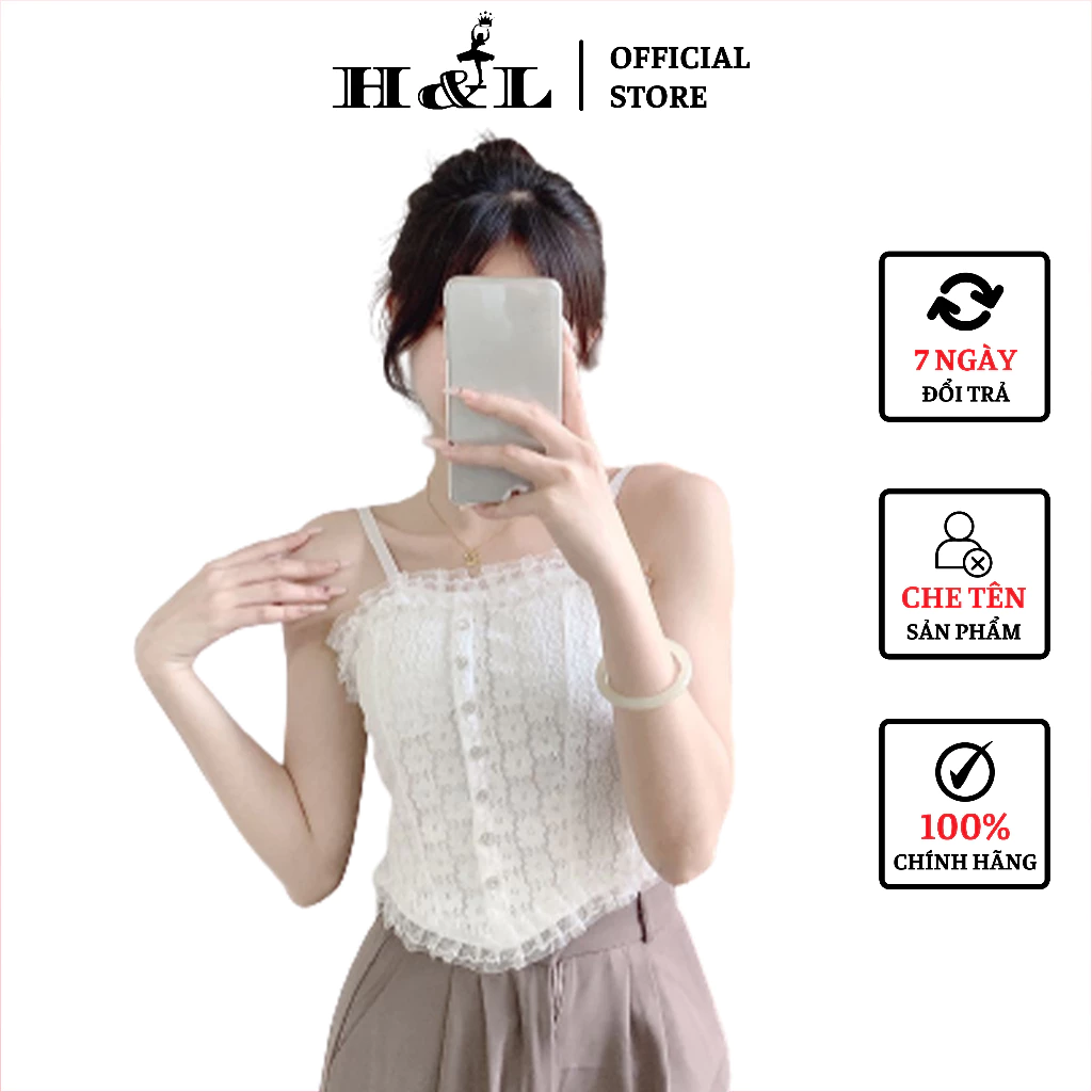 Áo hai dây nữ ren đính cúc, Bra mút mỏng bo chun co dãn thoải mái HL BOUTIQUE B2166