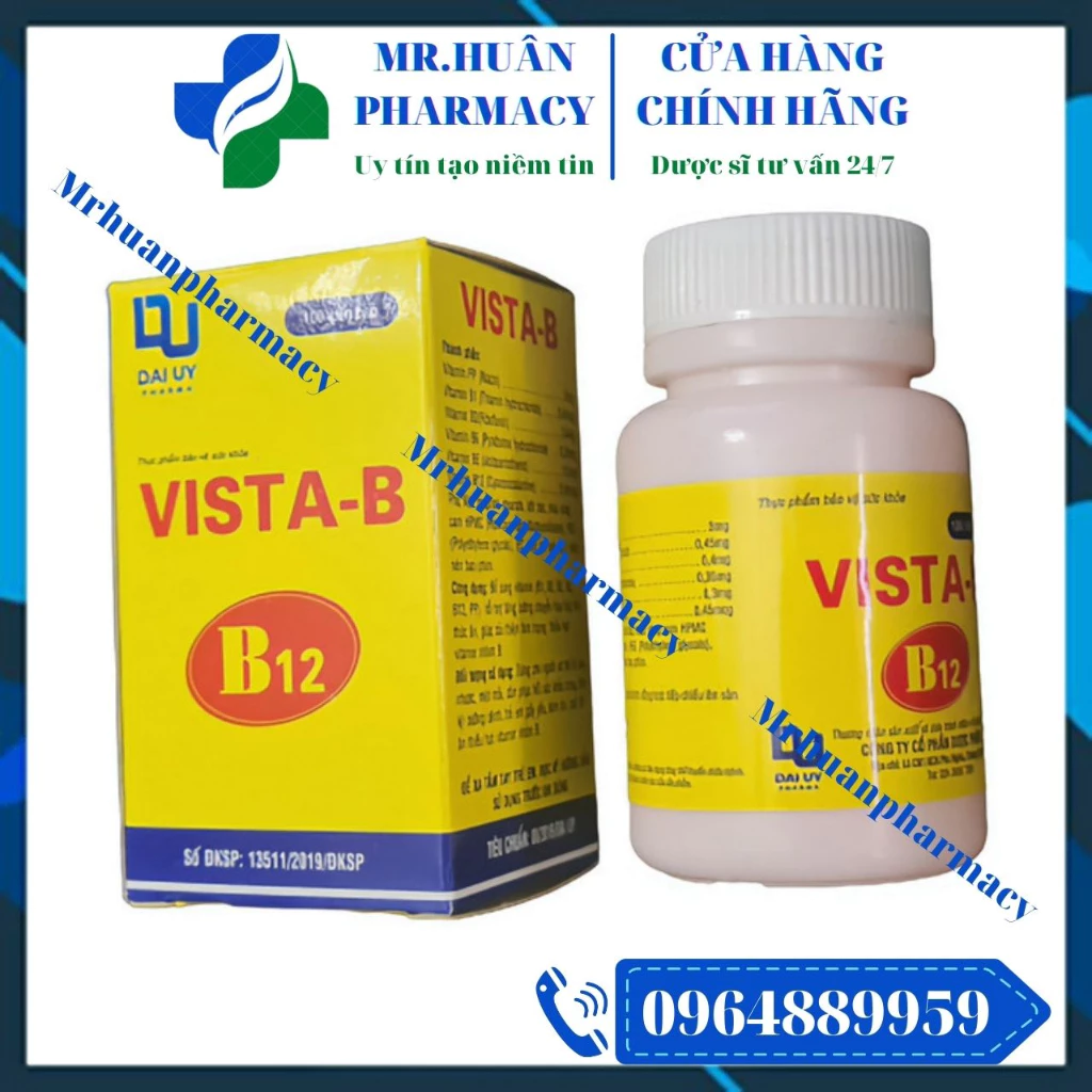 Vista-B B12 (Lọ 100 viên) - Bổ sung vitamin thiết yếu cho cơ thể