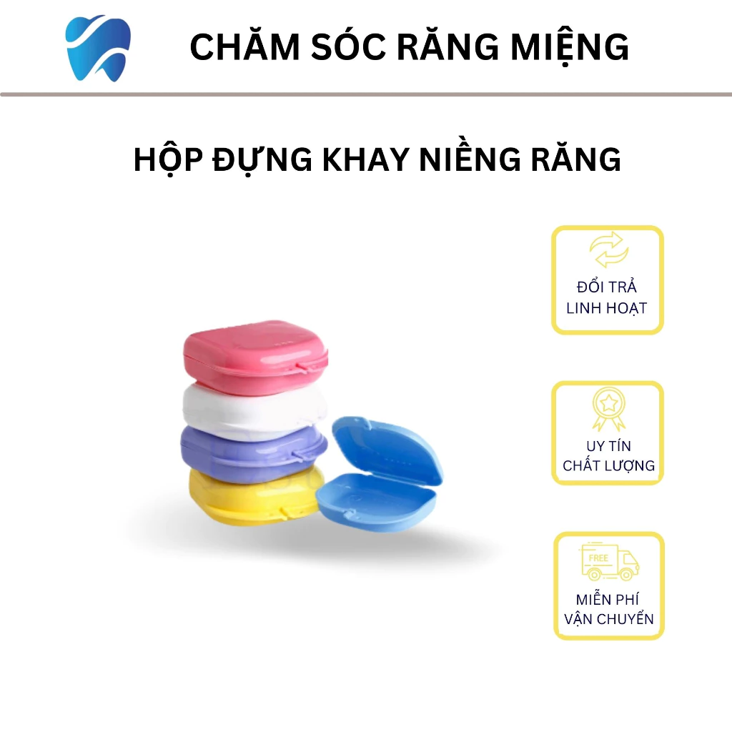 Hộp đựng khay niềng răng, hàm duy trì, chỉnh nha, máng nha khoa tiện lợi nhiều màu