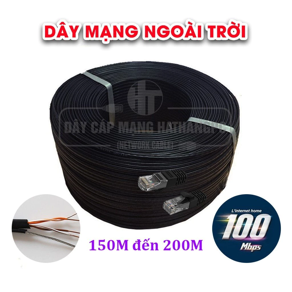 Dây cáp mạng internet ngoài trời có bấm sẵn 2 đầu 150m 155m 160m 165m 170m 175m 180m 185m 190m 200m lõi đồng xịn