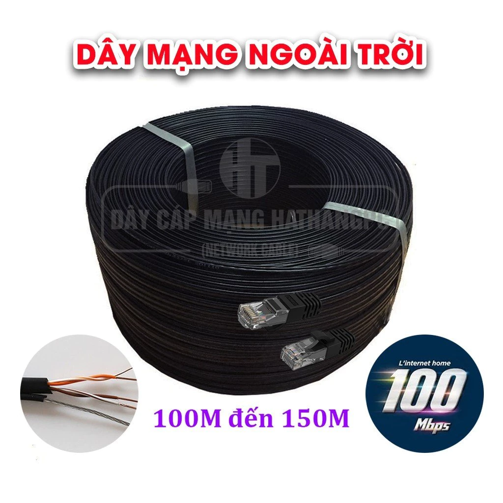 Dây cáp mạng ngoài trời bấm sẵn 100m 105m 110m 115m 120m 125m 130m 135m 140m 145m 150m lõi đồng