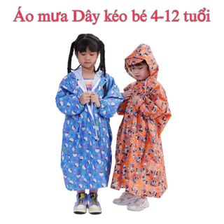 Áo Mưa Vải Dù Dây Kéo Trẻ Em Size S Cao 90-120Cm