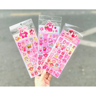 Sticker Gấu Dâu Lotso Bear Kim Tuyến Hình Dán Trang Trí - 1 Tấm