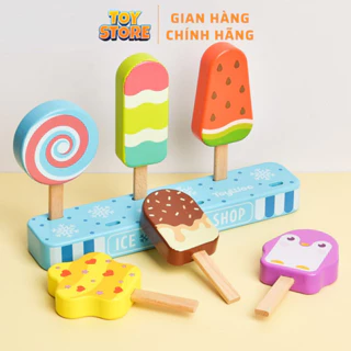 Bộ đồ chơi khay kem bằng gỗ cao cấp cho bé toystore FUDAER